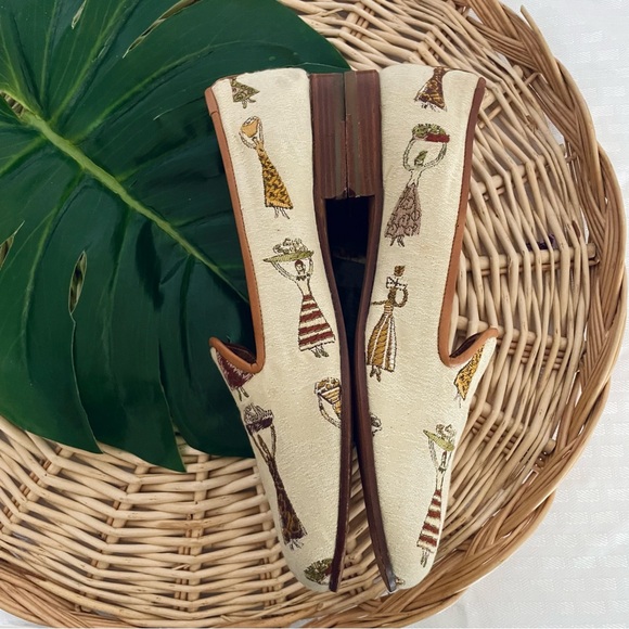 Stubbs & Wootton Palm Beach Linen and leather ladies with baskets loafers 8-1/2 - Picture 7 of 15